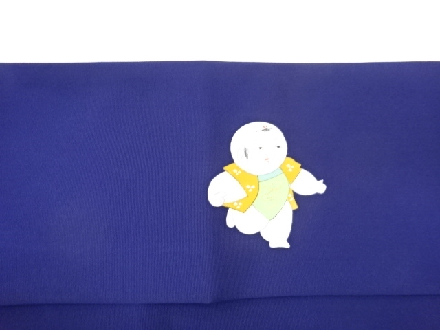  塩瀬金彩手描き童模様名古屋帯